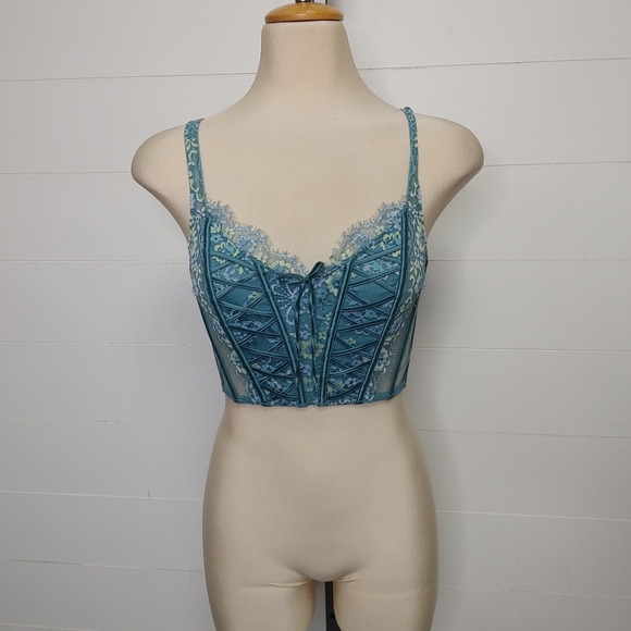 Victoria's Secret Teal Lace Up Bustier Size M - Picture 4 of 15